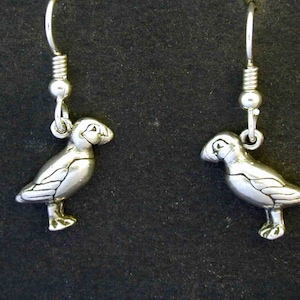 Sterling Silver Puffin Earrings on Sterling Silver French Wires