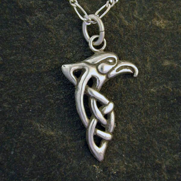 Sterling Silver Celtic Knot Falcon Pendant on a Sterling Silver Chain