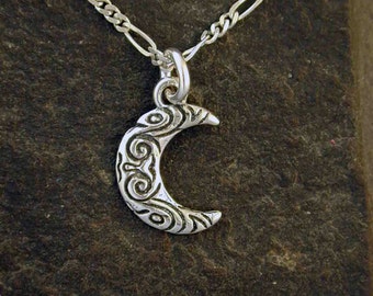 Sterling Silver Moon Pendant on a Sterling Silver Chain
