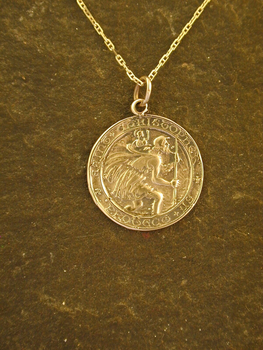 14K Gold Saint Christopher Pendant on a 14K Gold Chain - Etsy