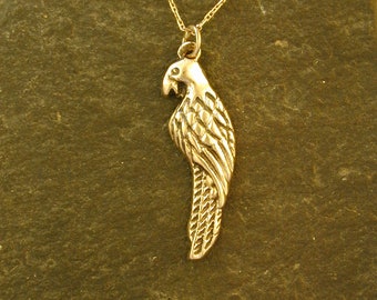 14K Gold Macaw Parrat Pendant on a 14K Gold Chain