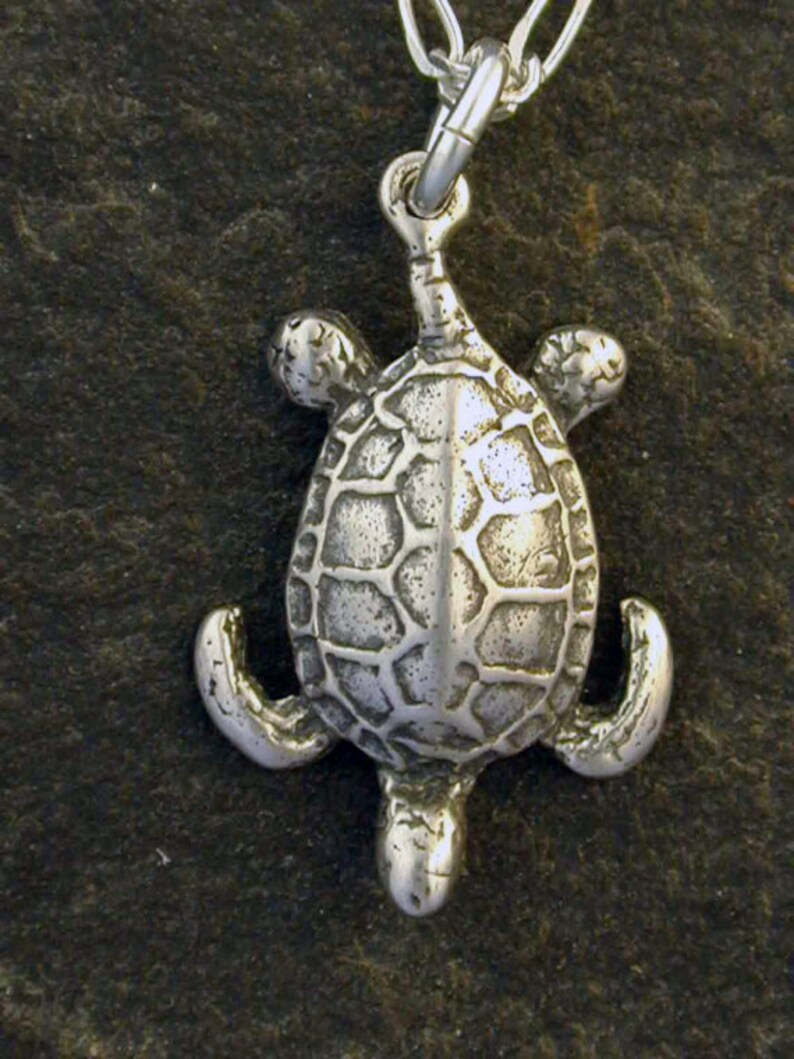 Sterling Silver Sea Turtle Pendant on a Sterling Silver Chain - Etsy