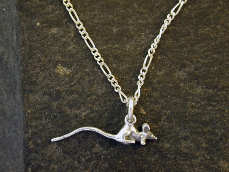 Sterling Silver Mouse Pendant on Sterling Silver Chain.