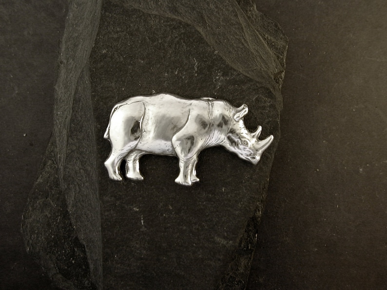 Sterling Silver Rhinoceros Brooch