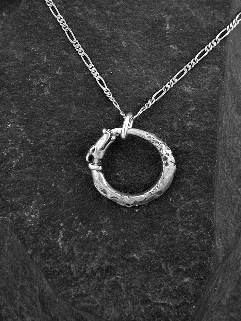 Sterling Silver Ouroboros Pendant on a Sterling Silver Chain image 1