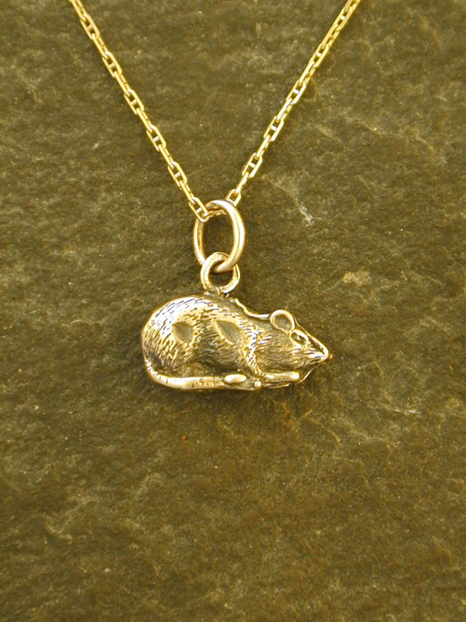 14K Gold Rat Pendant on a 14K Gold Chain Etsy