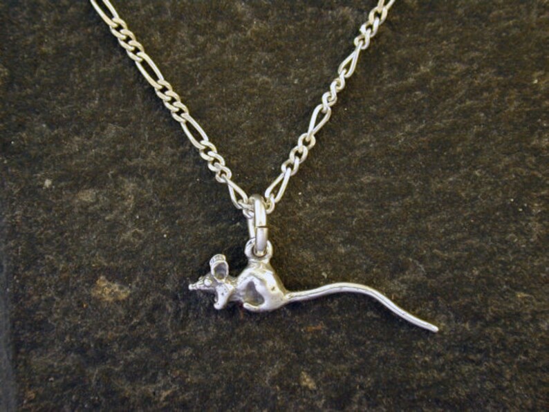 Sterling Silver Mouse Pendant on Sterling Silver Chain.