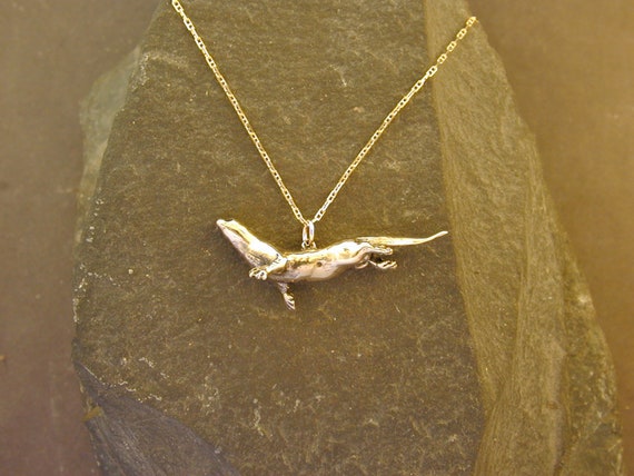 14K Gold Swimming Otter Pendant on a 14K Gold Chain. Etsy
