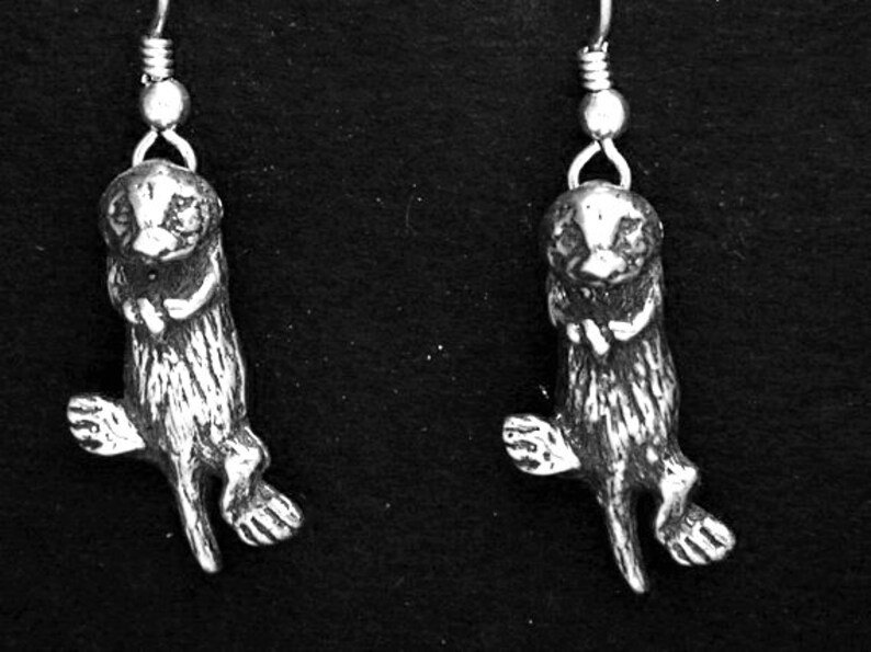 Sterling Silver Original Sea Otter Earrings on Sterling Silver French Wires image 1