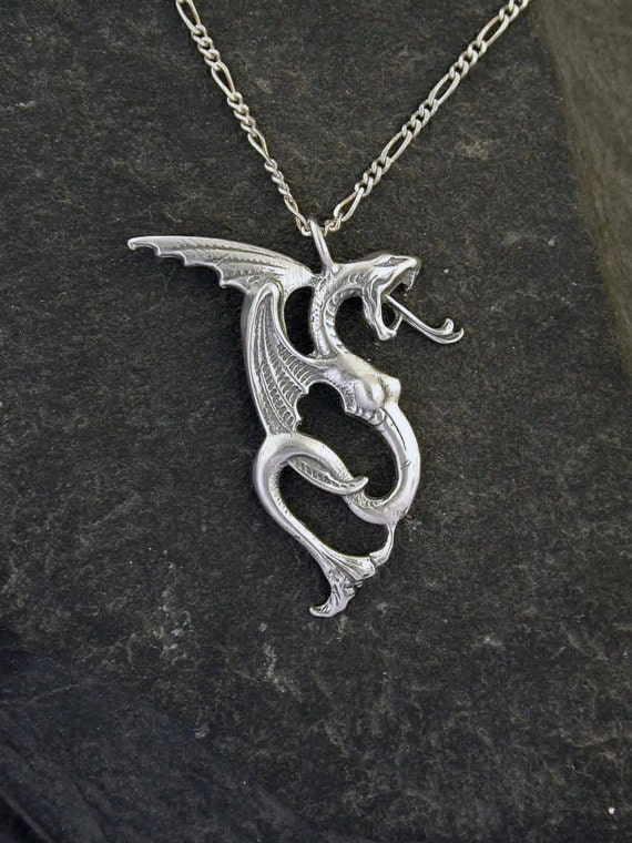 Sterling Silver Dragon (Female) Pendant on a Sterling Silver Chain