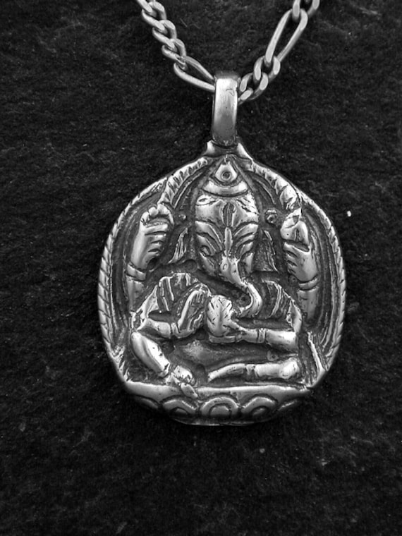 India God Ganesha Elephant Mandala Charm Pendant In Real 925 Sterling Silver New