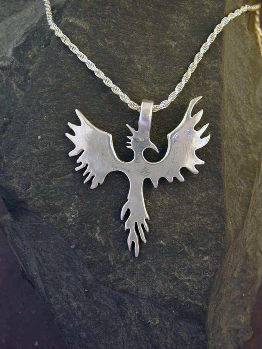 Sterling Silver Phoenix Pendant on a Sterling Silver Chain Etsy