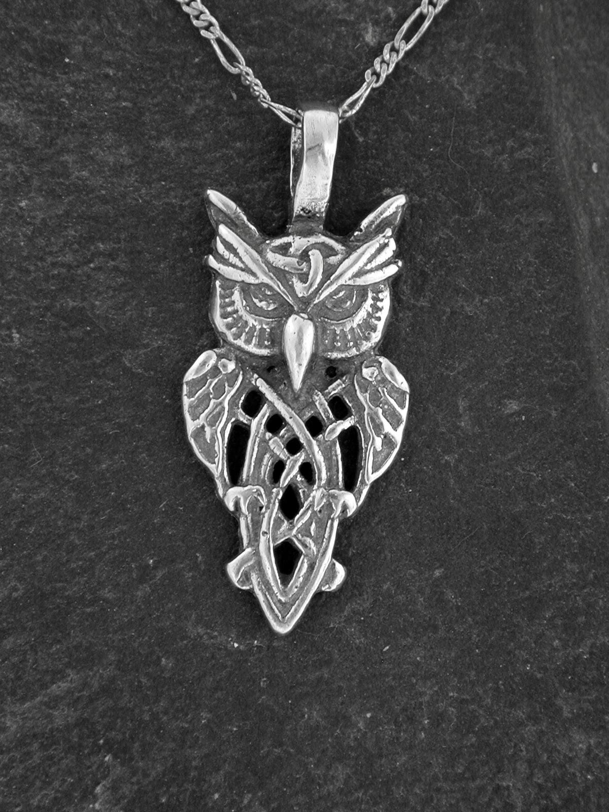 Sterling Silver Celtic Owl Pendant on Sterling Silver Chain.