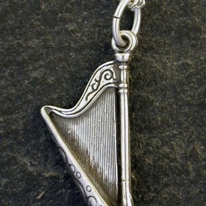 Sterling Silver Harp Pendant on a Sterling Silver Chain. image 2