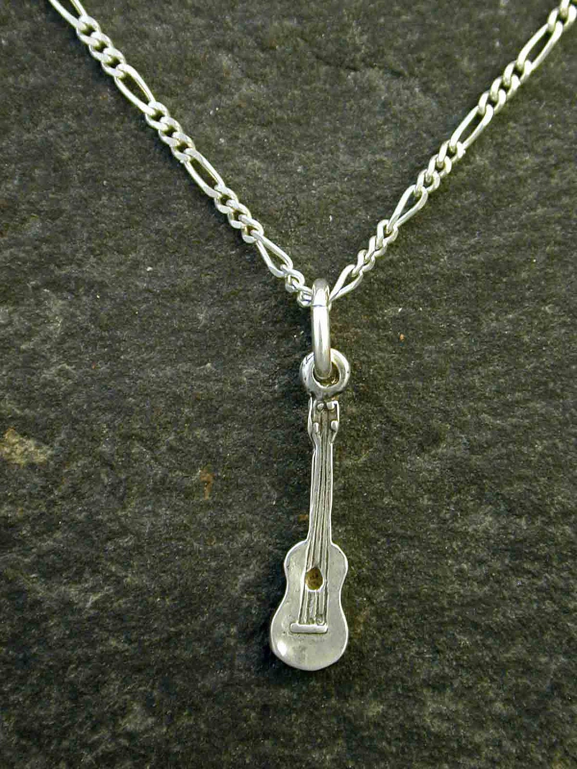 Sterling Silver Ukulele Pendant on a Sterling Silver Chain. Etsy