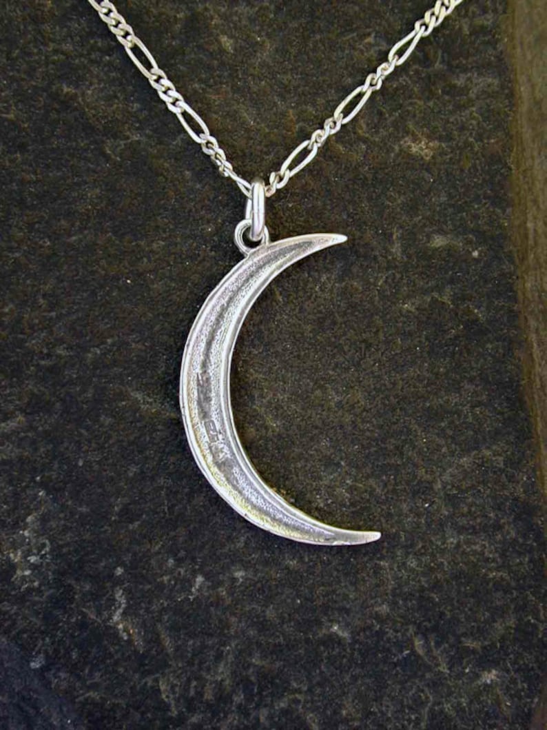 Sterling Silver Cresent Moon Pendant on a Sterling Silver Etsy