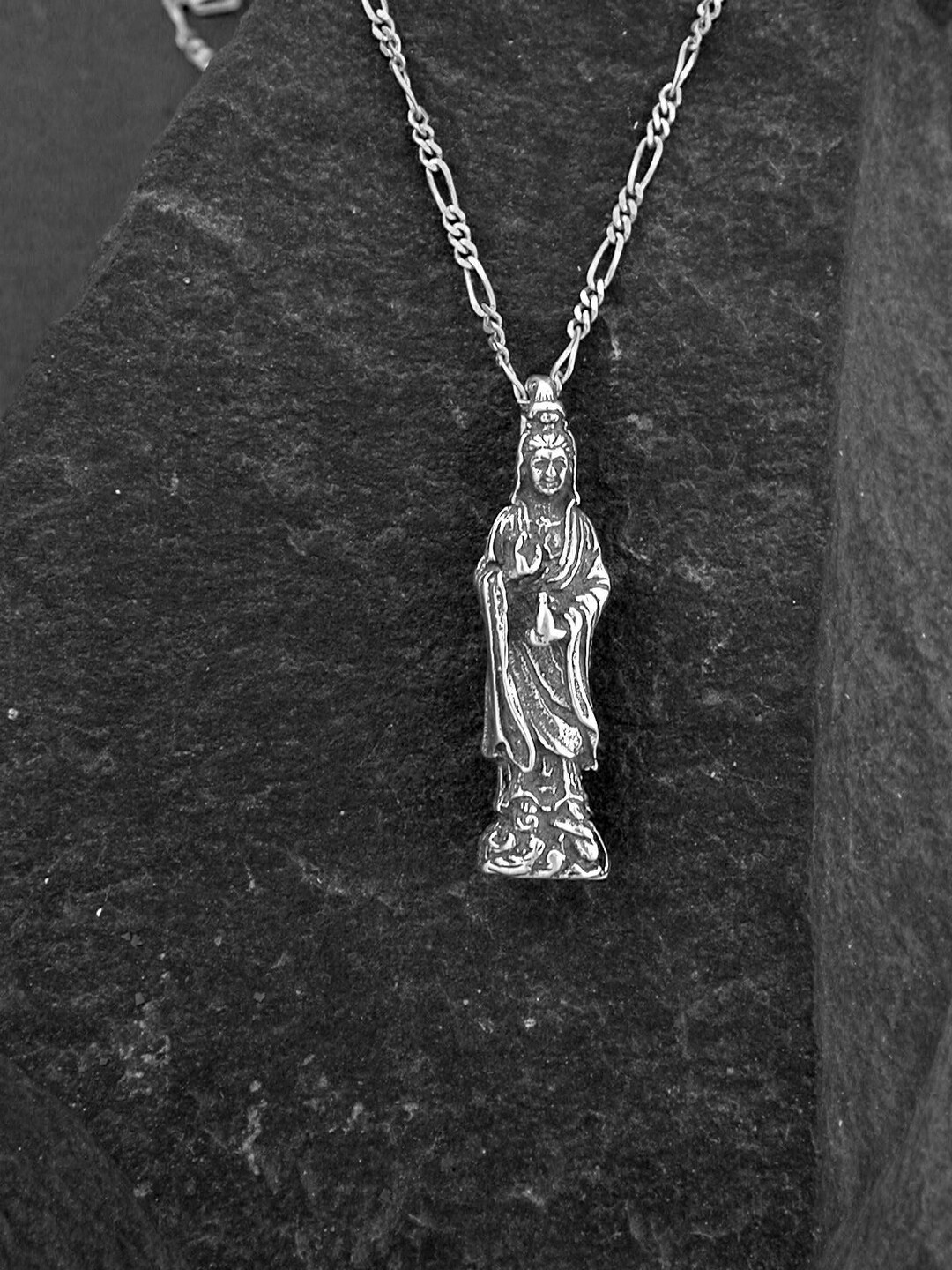 Sterling Silver Quan Yin Pendant on a Sterling Silver Chain Etsy Canada