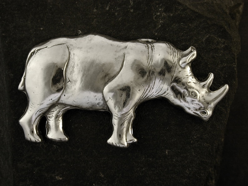 Sterling Silver Rhinoceros Brooch