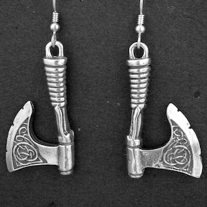 Sterling Silver Celtic Battle Axe Earrings on Heavy Sterling Silver French Wires