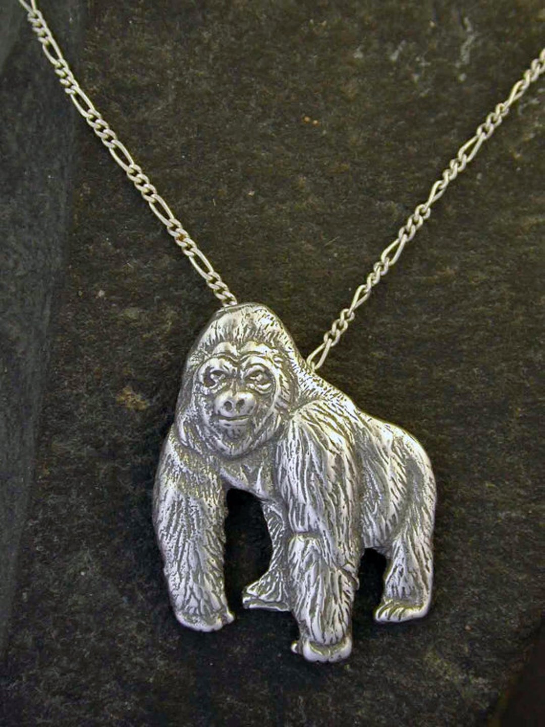 Sterling Silver Gorilla Pendant on Sterling Silver Chain. Etsy