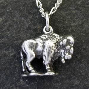 Sterling Silver American Buffalo Bison Pendant on a Sterling Silver Chain