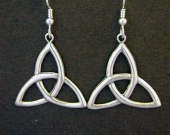 Sterling Silver Celtic Knot Triad Earrings on Heavy Sterling Silver French Wires