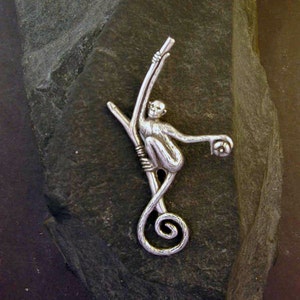 Sterling Silver Monkey Brooch