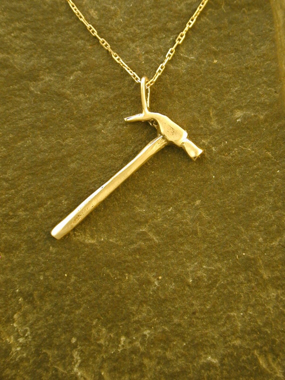 14K Gold Claw Hammer Pendant on a 14K Gold Chain