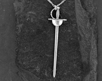 Sterling Silver Fencing  Sabre Sword Pendant on a Sterling Silver Chain