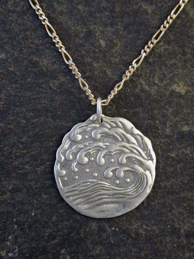 Sterling Silver Wave Pendant Ancient Japanese Design On Chain