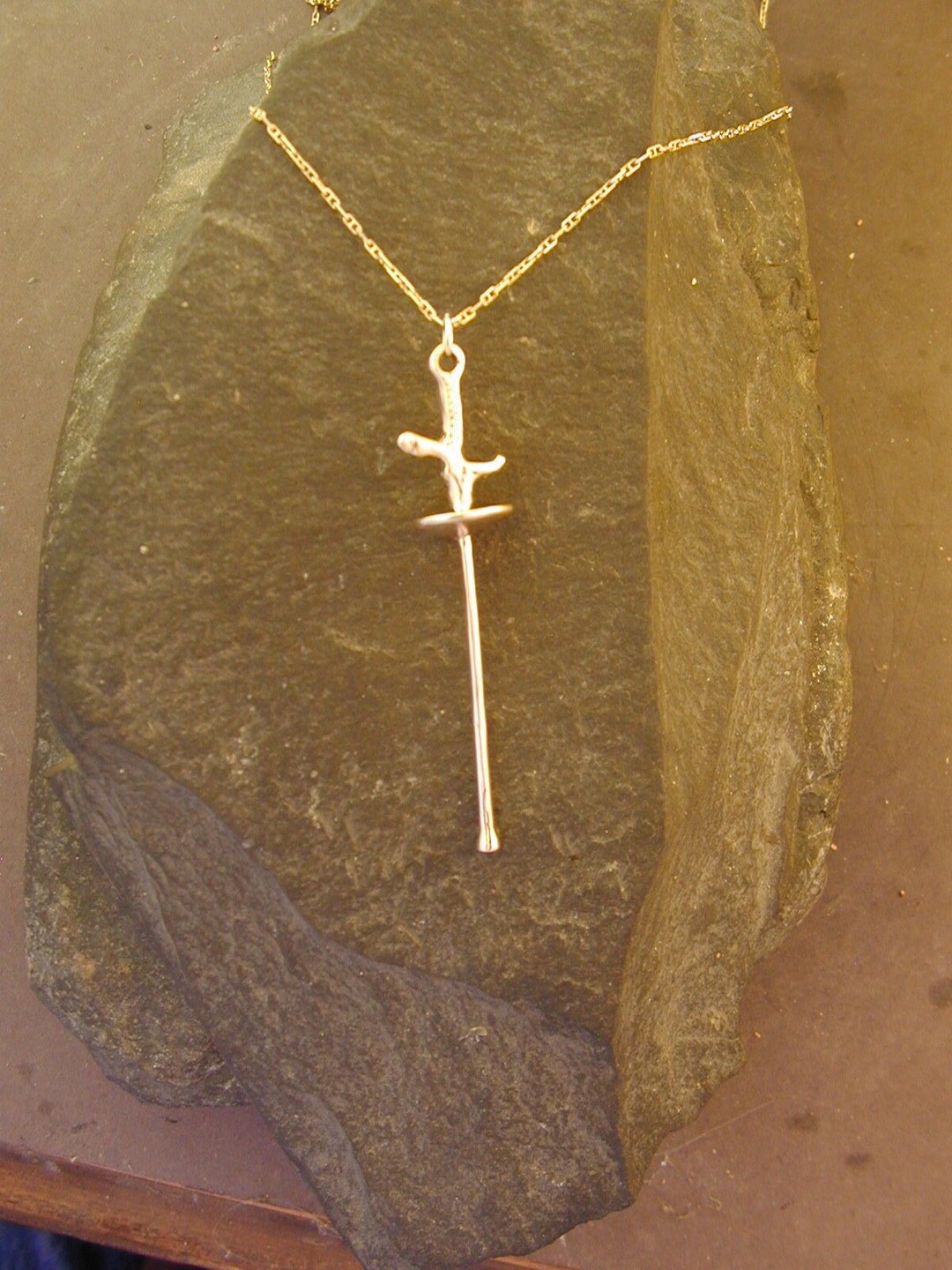 14K Gold Fencing Epee Sword Pendant on a 14K Gold Chain Etsy