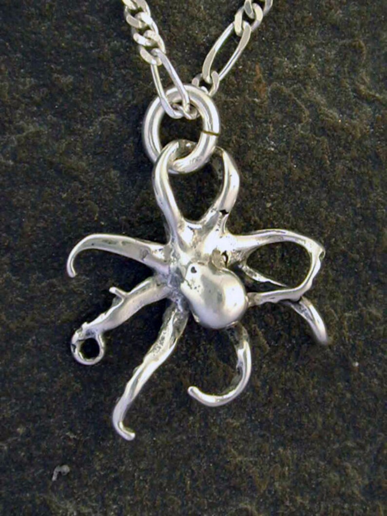 Sterling Silver Octopus Pendant On A Chain - Silver Octopus Pendant Sterling Silver Octopus Pendant On A Chain - Silver Octopus Pendant