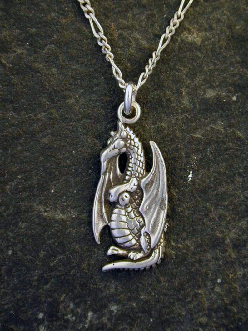 Sterling Silver Dragon Pendant on a Sterling Silver Chain Etsy