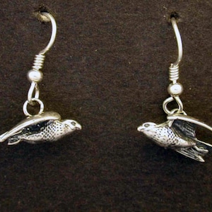Sterling Silver Falcon Earrings on Heavy Sterling Silver French Wires