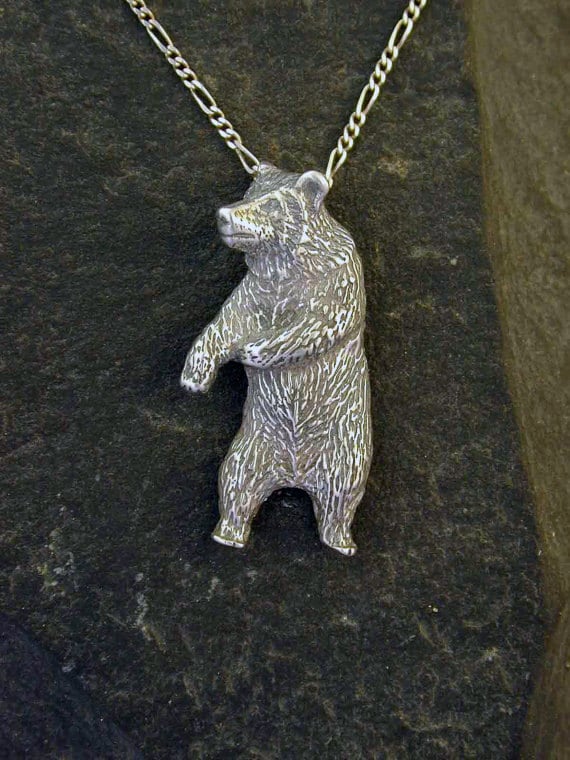 Sterling Silver Grizzly Bear Pendant On A - Sterling Silver Bear Pendant Sterling Silver Grizzly Bear Pendant On A - Sterling Silver Bear Pendant