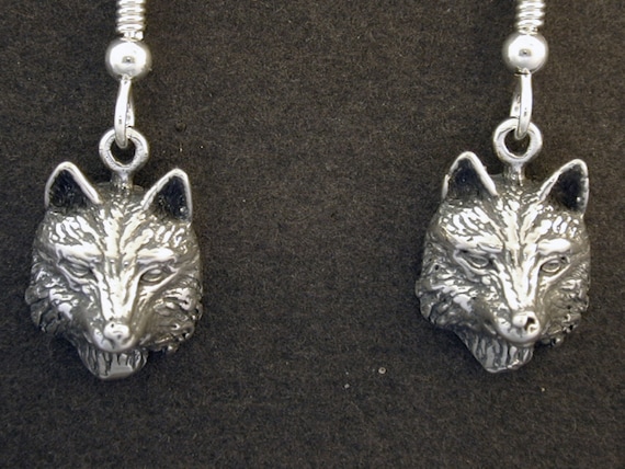 Wolf store head earrings