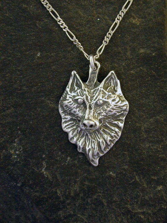 Sterling Silver Wolf Head Pendant on a Sterling Silver Chain