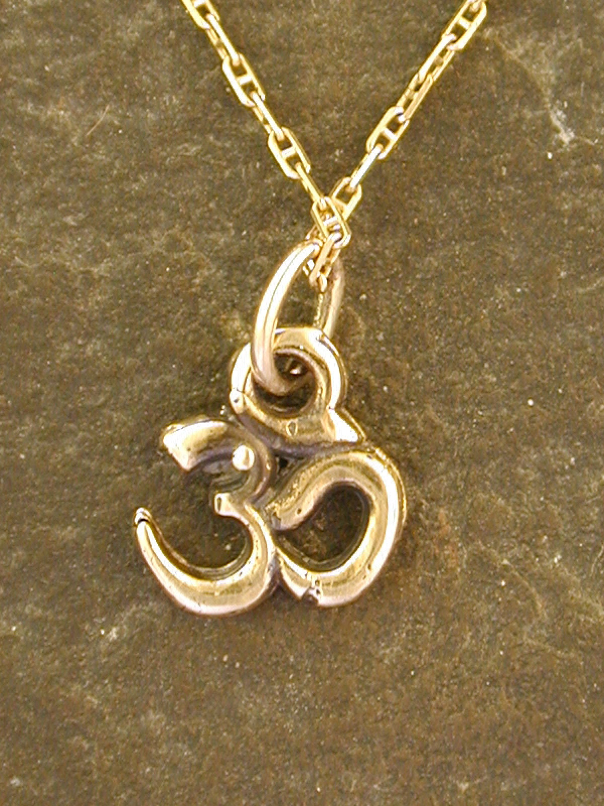 14K Gold OHM Pendant on a 14K Gold 
