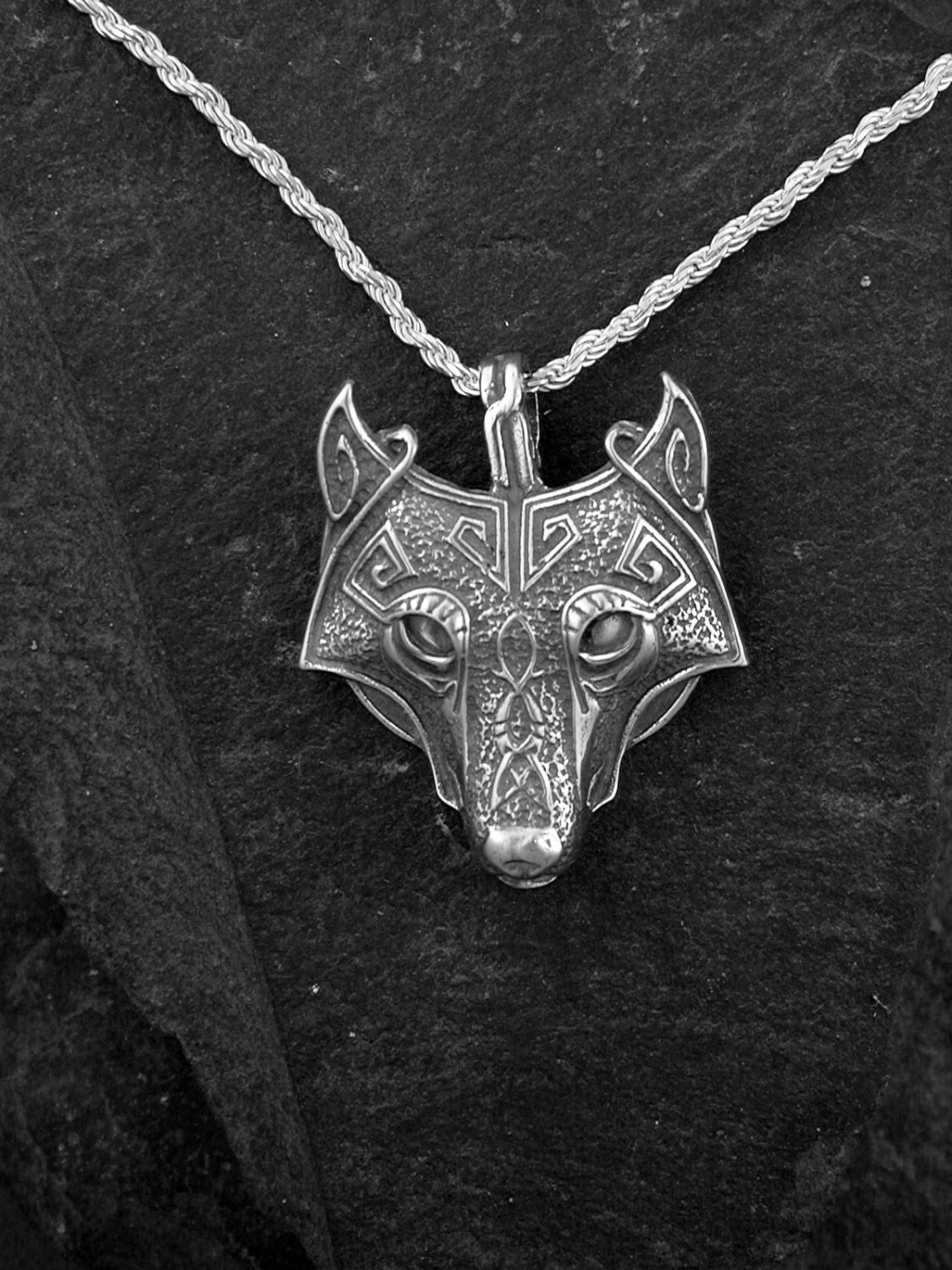 Sterling Silver Wolf Head Pendant on a Sterling Silver Chain