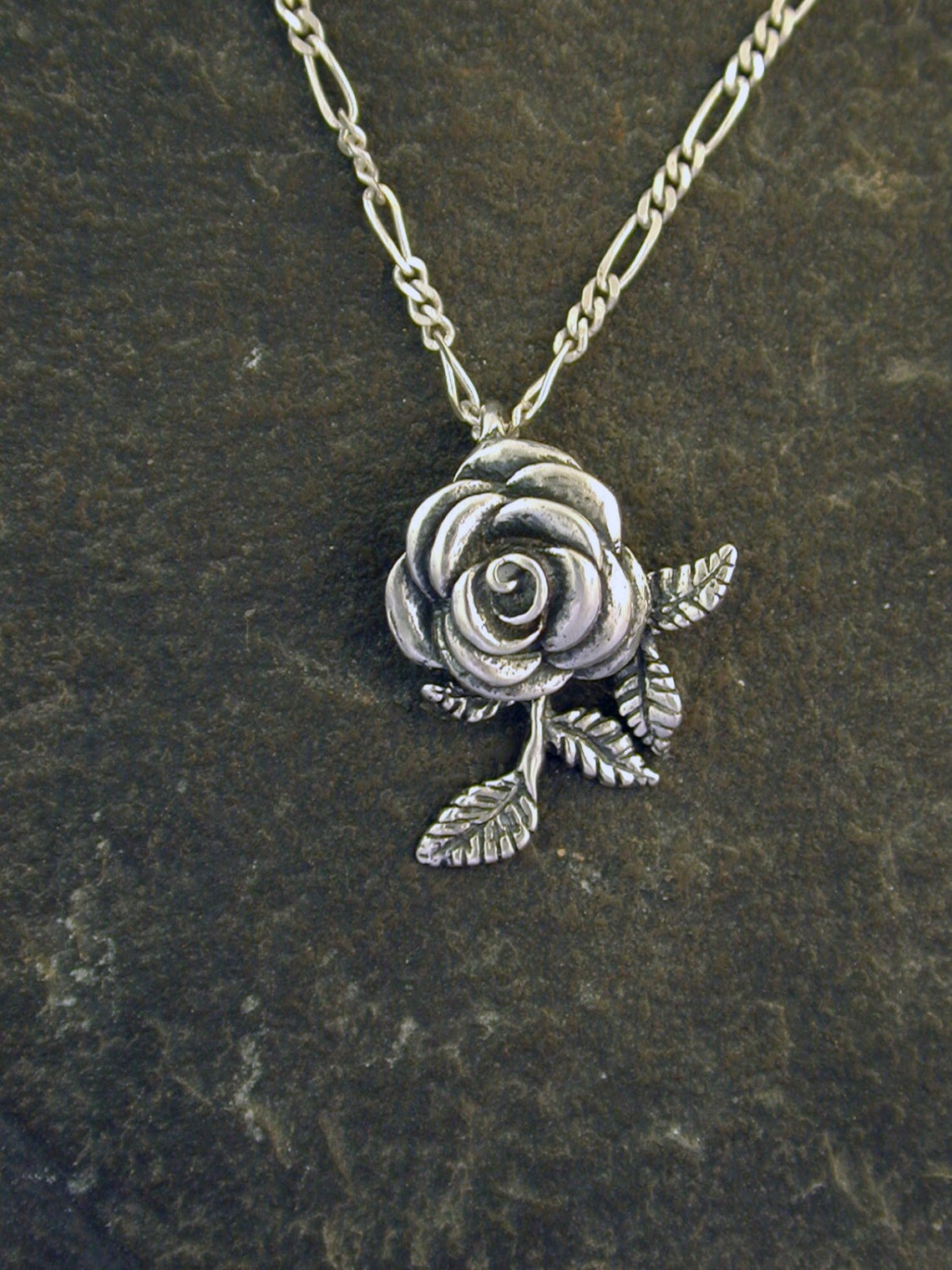 Sterling Silver Rose Pendant on a Sterling Silver Chain Etsy Israel