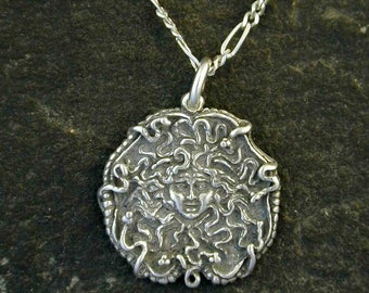 Sterling Silver Medusa Pendant on a Sterling Silver Chain