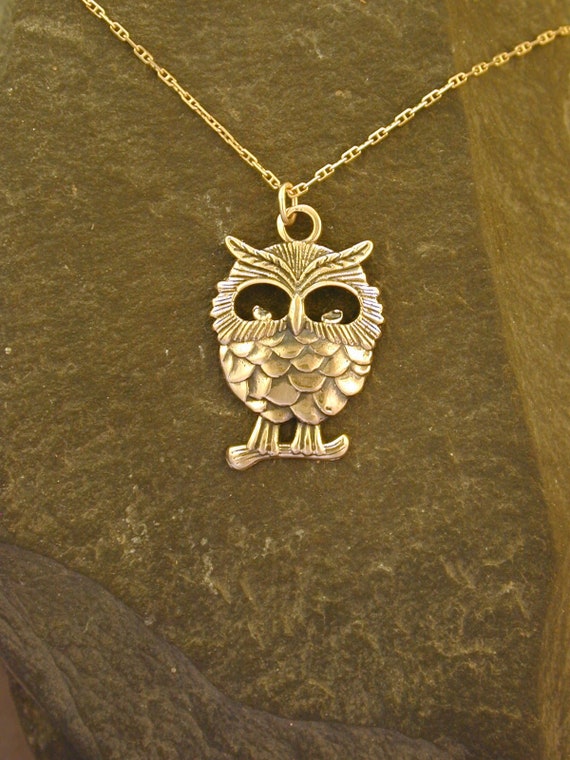 Buy 14K Gold Owl Pendant on 14K Gold Chain. Online in India Etsy