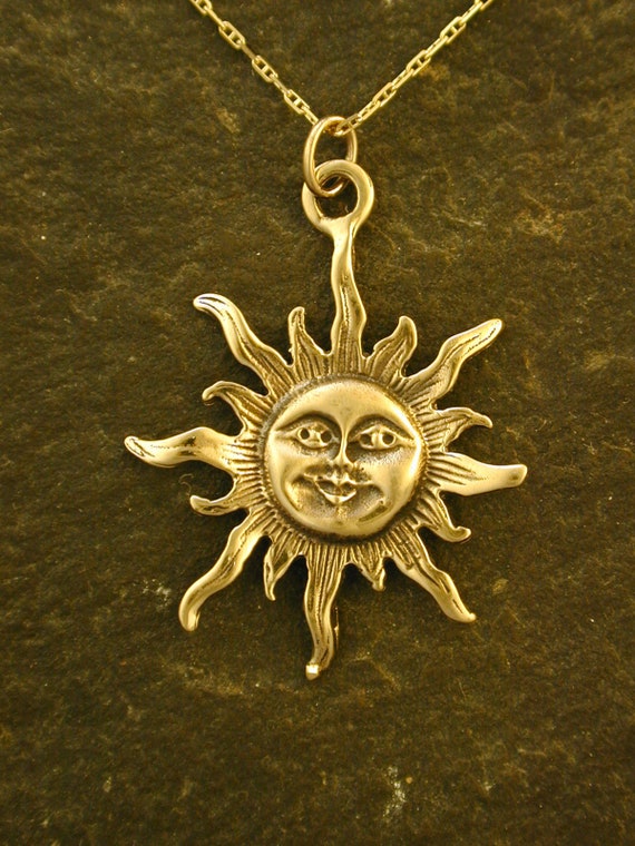 14K Gold Sun Pendant on a 14K Gold Chain Etsy Australia