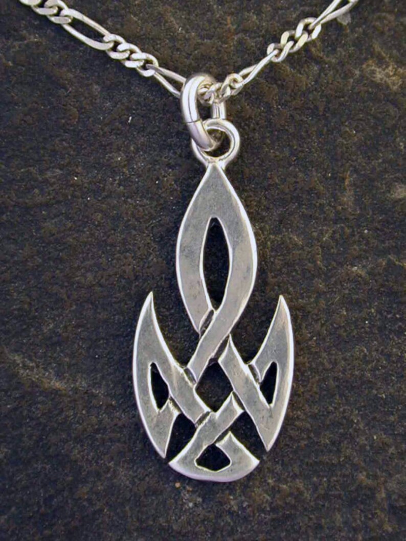 Sterling Silver Celtic Flame Pendant on a Sterling Silver Etsy