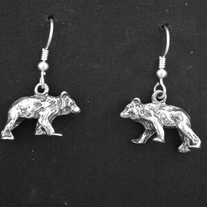 Sterling Silver Bear Earrings on Heavy Sterling Silver French Wires