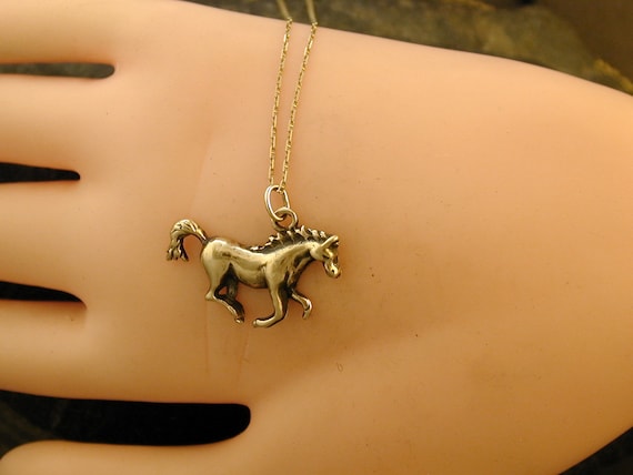 14K Gold Horse Pendant on a 14K Gold 