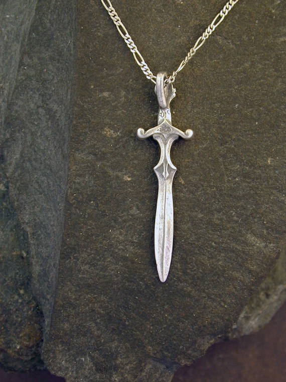 Sterling Silver Sword Pendant on a Sterling Silver Chain - Etsy