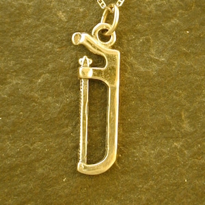 14K Gold Hack Saw Pendant on a 14K Gold Chain image 2