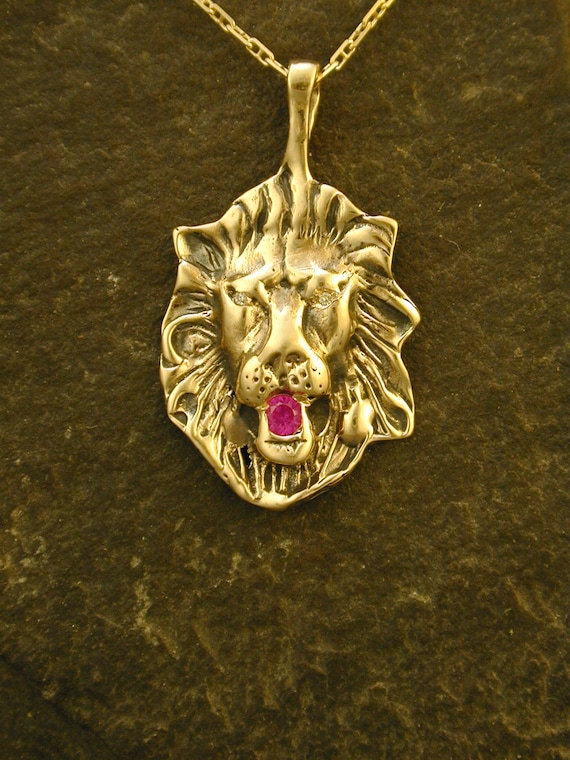 14k gold lion head cheap pendant