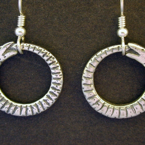 Sterling Silver Ouroboros Earrings on Heavy Sterling Silver French Wires